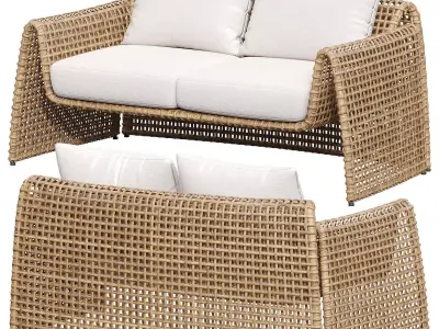 Rattan Wicker Sofa Mesa Outdoor Sofa 3D model