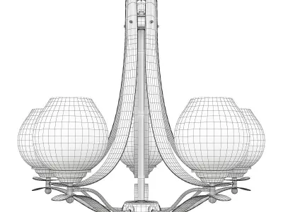 Modern Bud Pendant Light Grey Glass 5 Heads Low-poly 3D model