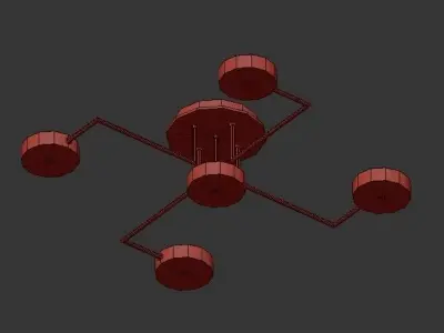 AX631 ceiling light fixture with four lights 3D model