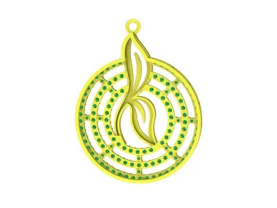 Luxury Musical Note Pendant with Gemstone Circle Design 6032 3D print model
