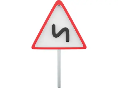  3d road sign left reverse bend cartoon icon 3D model