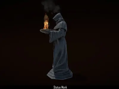  Statue of a monk Low-poly 3D model