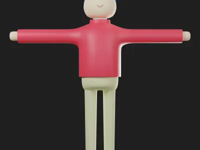 3D Character man cartoon art t post All parts can be separated Free 3D model