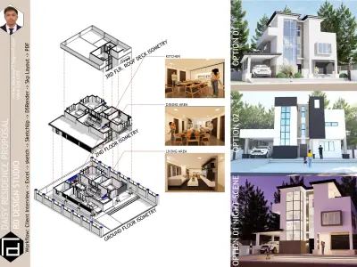 3 storey residential house 3D model