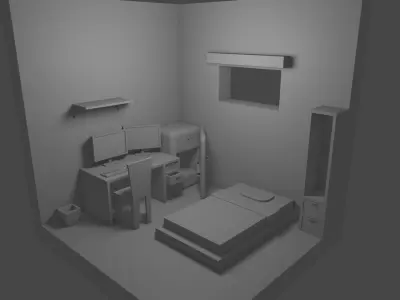 Room Gamer low poly mesh FREE Free low-poly 3D model