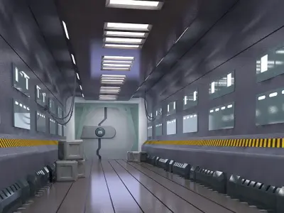 space stations passages sci fi scenarios corridors labs 3D model
