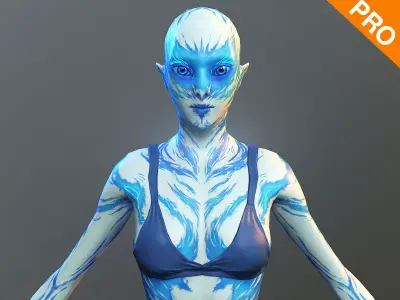 Alien Woman Elf Female Girl PBR Low-poly 3D model