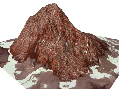 Red Snow ICE Mountain Canyon Desert Low Poly Terrain Rock 2 Low-poly 3D model purchase