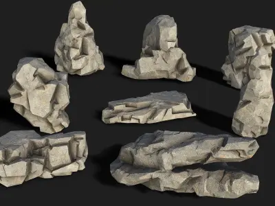 Mountain cliff Rocks - 3D Models PBR Pack 02 Low-poly 3D model