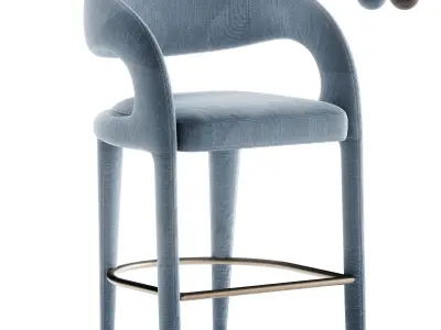 Alexander Mid Century Modern Light Grey  Iron e  Stool 3D model