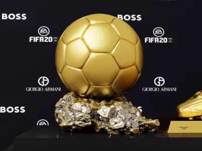 Golden boot and football 3D models Low-poly 3D model