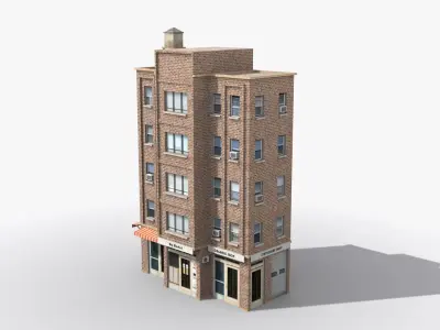 Apartment Building x33 Low-poly 3D model