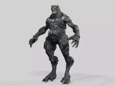 Realistic Grey Monster  Low-poly 3D model