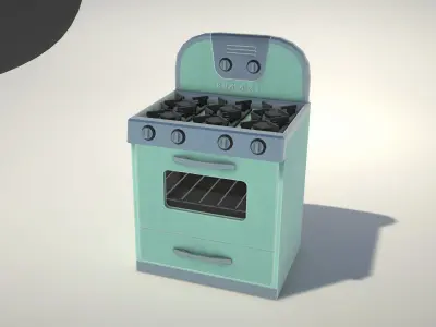 Vintage Kitchen Stove Low-poly 3D model