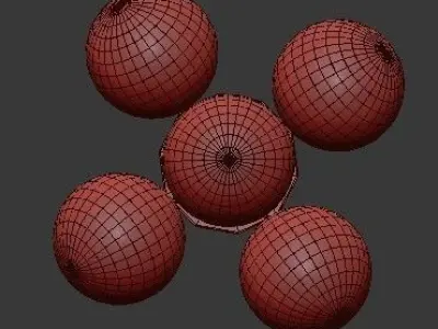 Untitled five light ceiling fixture with glass globes 3D model