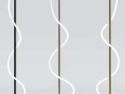 Modern LED Gold Floor Lamp Spiral Design 3D model