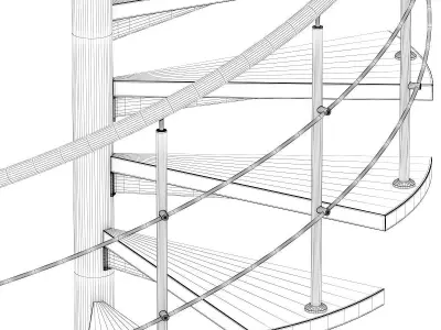 Wooden Spiral Stairs 3 3D model