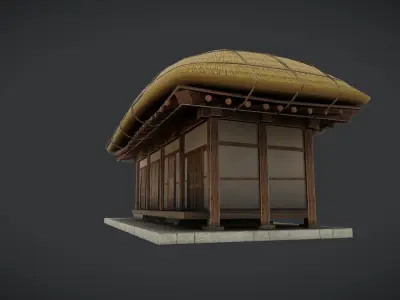 Korean Traditional House Thatched House 02 Low-poly 3D model