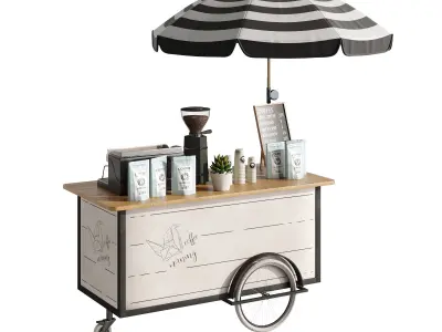 mini coffee cart set 5 3D model