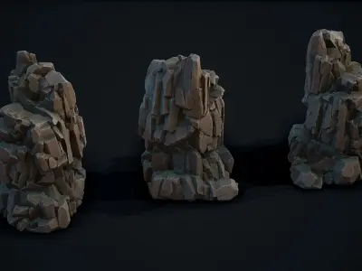 Stylized Gray Stone moss 8 Low-poly 3D model