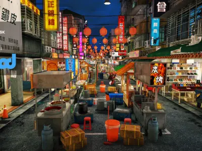 Raohe Street Night Market Night 3D model