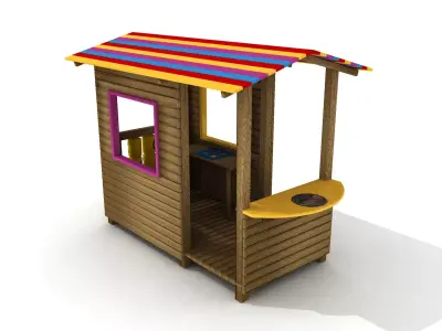 Kids Game Play Equipment 010 Wood Little Kitchen House 3D model