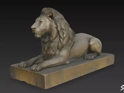 Lion Statue V23 Low-poly 3D model