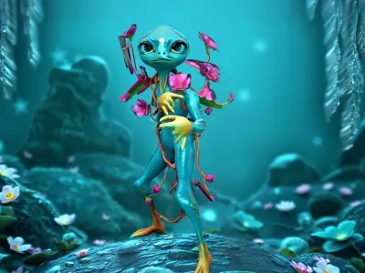 Floral Alien Creature model pack Low-poly 3D model