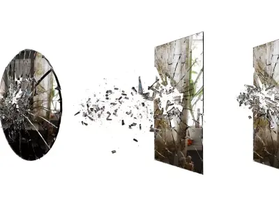 Broken Windows Glass and Cracked Mirrors and Glass Debris 3D model