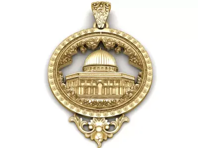 Medallion Pendant Classical Architectural Gold Jewelry  3D print model