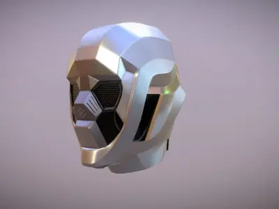 Robotic head Game Ready Low-poly 3D model