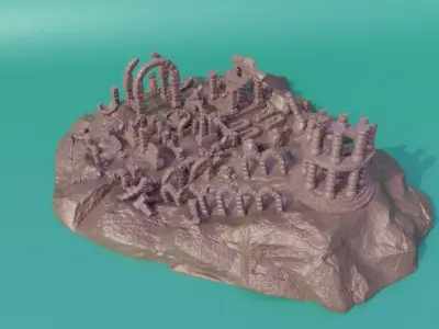 90 Ancient Ruin Scatter Pack  Tabletop Terrain 28 mm 3D print model