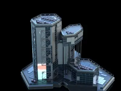 Futuristic Future Modern City Building Skyscraper 21 3D model