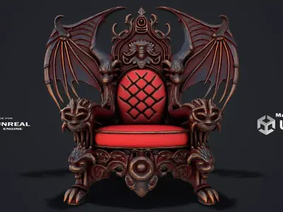 Fantasy Throne 1 game ready 3d model Low-poly 3D model