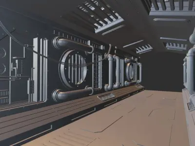Sci-fi Corridor starter file Low-poly 3D model