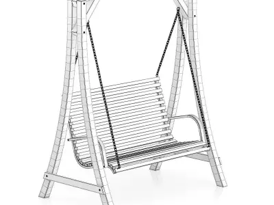 Wooden Bench Swing 3D model