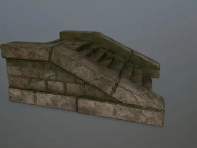 stairs 8 stone wall Low-poly 3D model