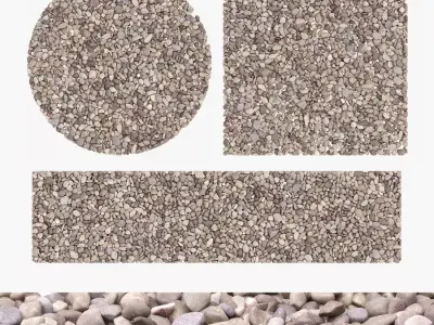 River pebble mix 01 3D model