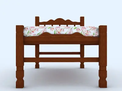 Single Bed Model Low-poly 3D model