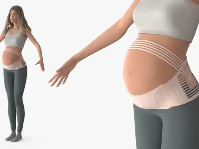  Pregnancy Support Belt on Standing Pregnant Woman Beige 