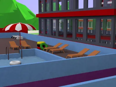 3D Low poly cartoon city animation Low-poly 3D model
