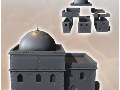 Eastern building with floors access stairs roof terrace and larg 3D print model