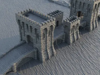 Modular River Patrol Bridge Tabletop Terrain 28 mm 3D print model