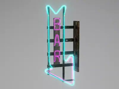 Neon Bar Sign Low-poly 3D model