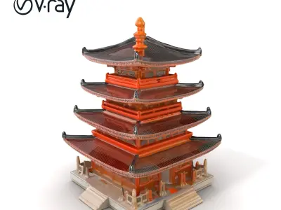 Intricate Pagoda Architecture Model Pack Low-poly 3D model