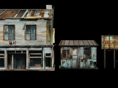 Old building collection V3 Low-poly 3D model