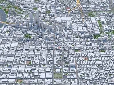 Philadelphia Downtown Pennsylvania USA Low-poly 3D model