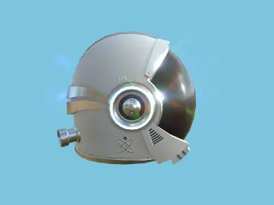 Astronaut Helmet 08 - White Aluminum - Character Design Fashion Low-poly 3D model