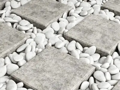 Paving big plate pebble 3D model