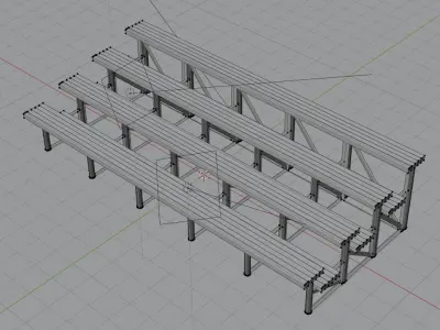 Bleachers set of metal 3D model